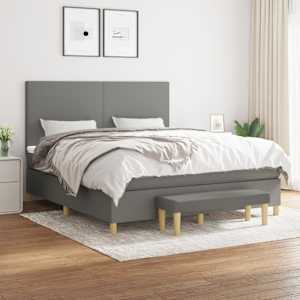 Box spring postel s matrací tmavě šedá 160x200 cm textil - obrázek 1