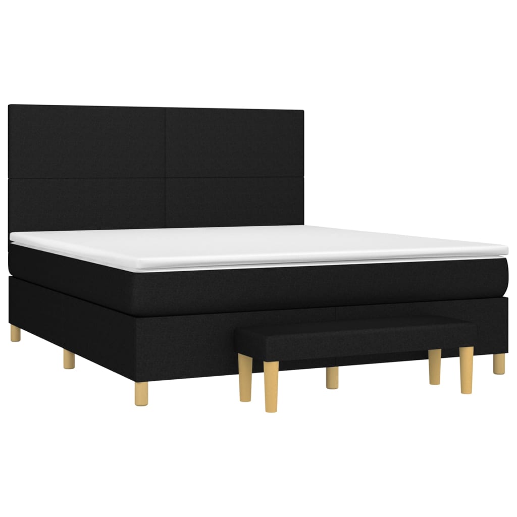 vidaXL Boxspring met matras stof zwart 160x200 cm afbeelding