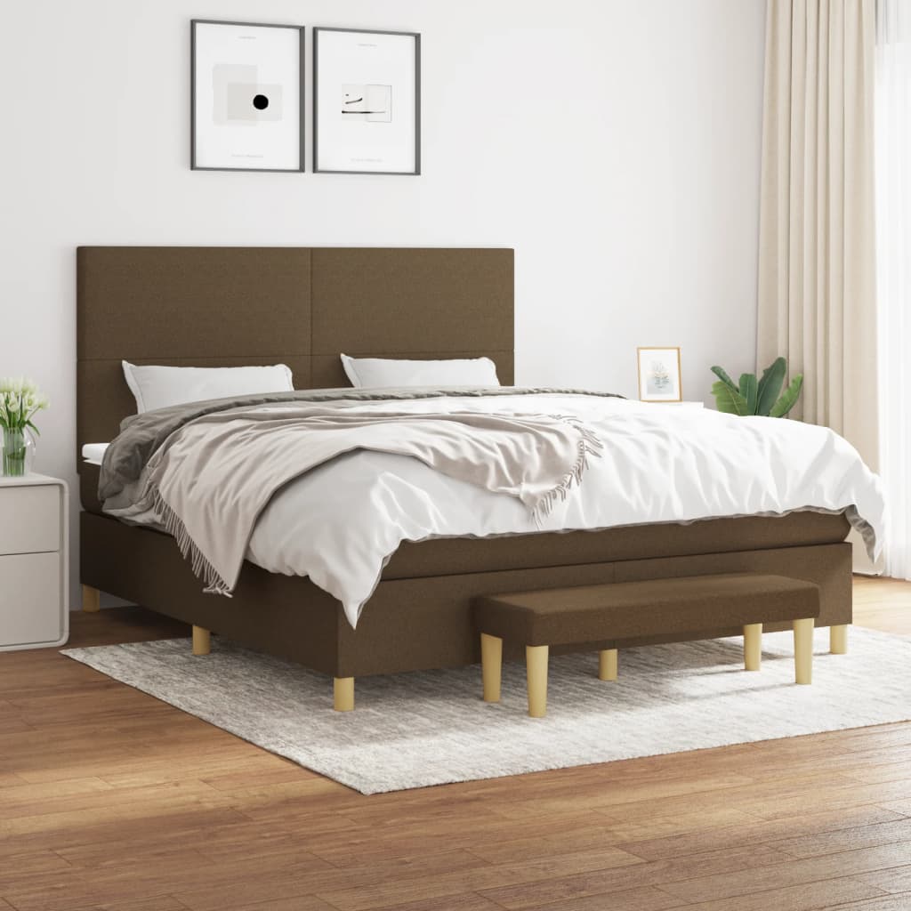 Box spring postel s matrací tmavě hnědá 160x200 cm textil