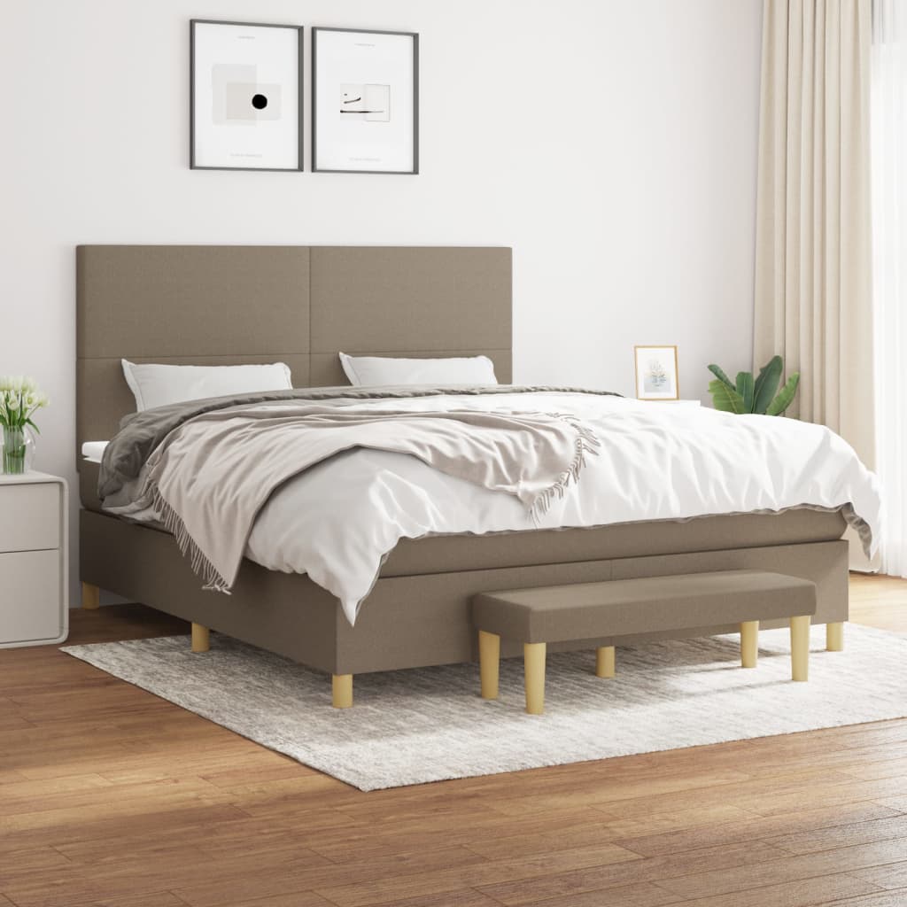 Boxspringbett mit Matratze Taupe 160×200 cm Stoff