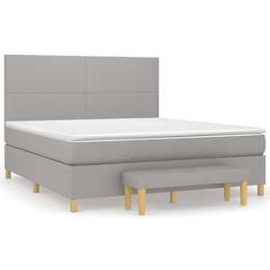 Box spring postel s matrací světle šedá 180 x 200 cm textil - obrázek 2