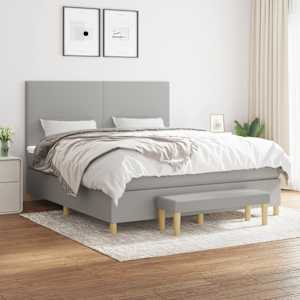 Box spring postel s matrací světle šedá 180 x 200 cm textil - obrázek 1