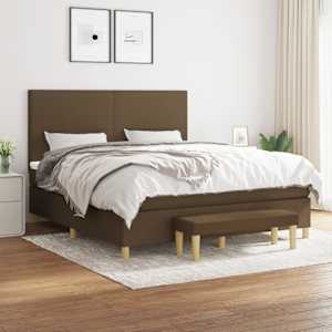 Box spring postel s matrací tmavě hnědá 180x200 cm textil - obrázek 1
