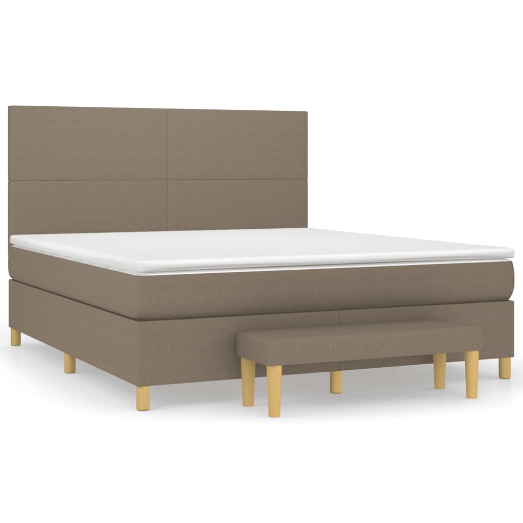 vidaXL Box spring postelja z vzmetnico taupe 180x200 cm blago