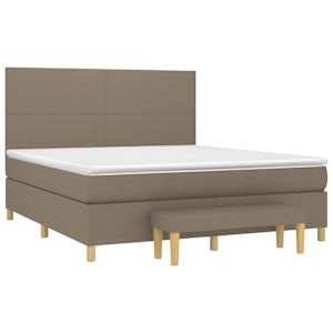 Box spring postel s matrací taupe 180x200 cm textil - obrázek 3
