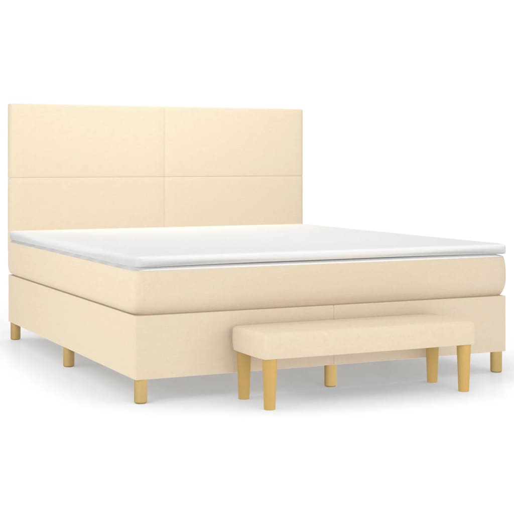 Krémszínű szövet rugós ágy matraccal 180 x 200 cm 