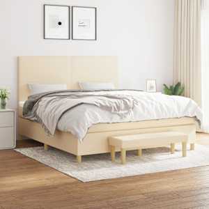 Box spring postel s matrací krémová 180x200 cm textil - obrázek 1