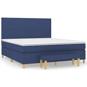 Box spring postel s matrací modrá 180x200 cm textil - obrázek 2
