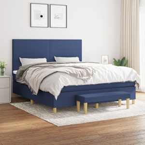 Box spring postel s matrací modrá 180x200 cm textil - obrázek 1