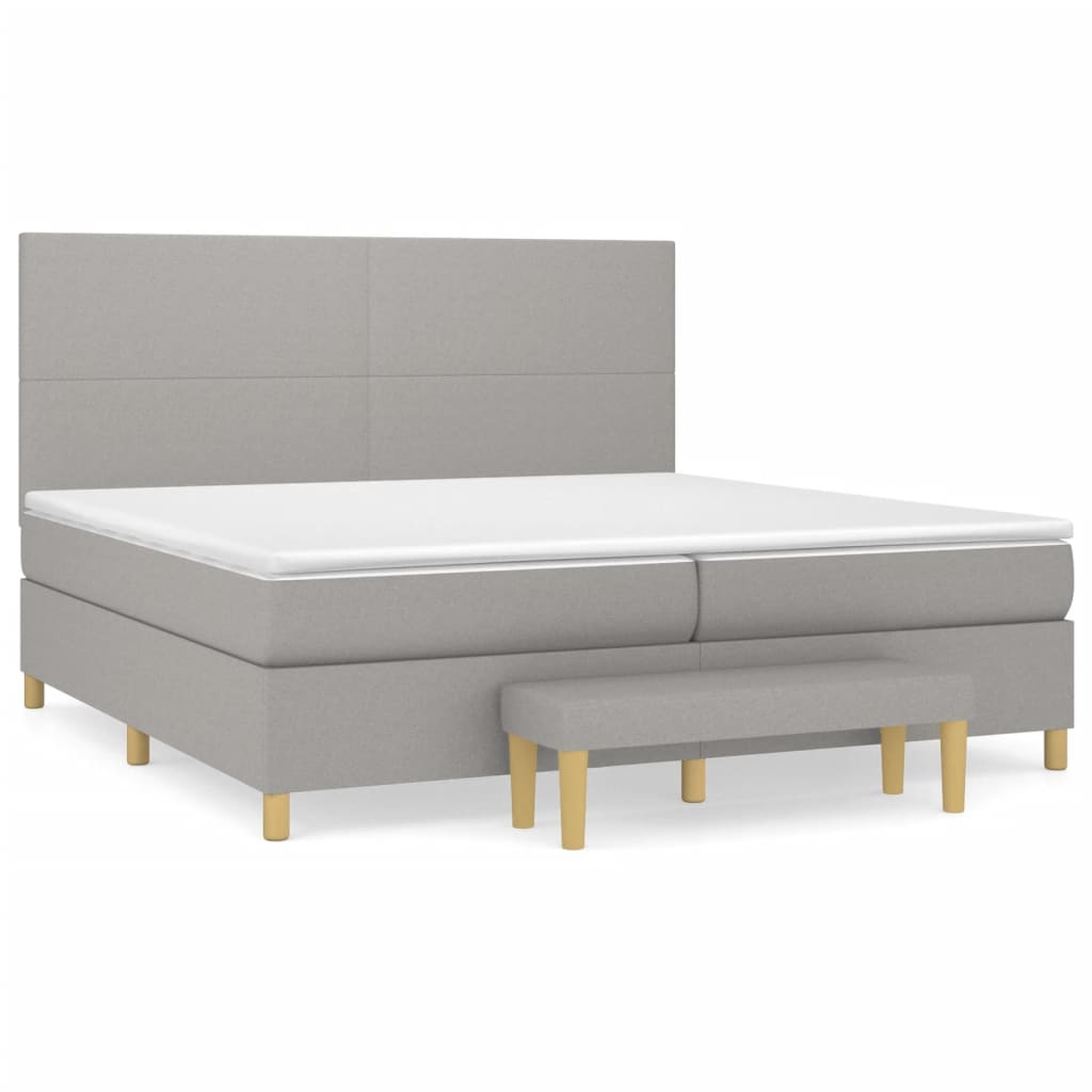 vidaXL Box spring postelja z vzmetnico svetlo siva 200x200 cm blago