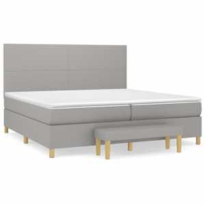 Box spring postel s matrací světle šedá 200 x 200 cm textil - obrázek 2