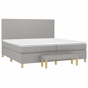 Box spring postel s matrací světle šedá 200 x 200 cm textil - obrázek 3