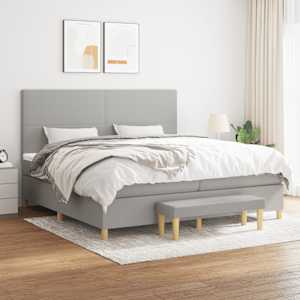 Box spring postel s matrací světle šedá 200 x 200 cm textil - obrázek 1