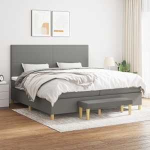 Box spring postel s matrací tmavě šedá 200x200 cm textil - obrázek 1