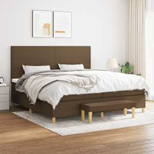 Box spring postel s matrací tmavě hnědá 200x200 cm textil - obrázek 1