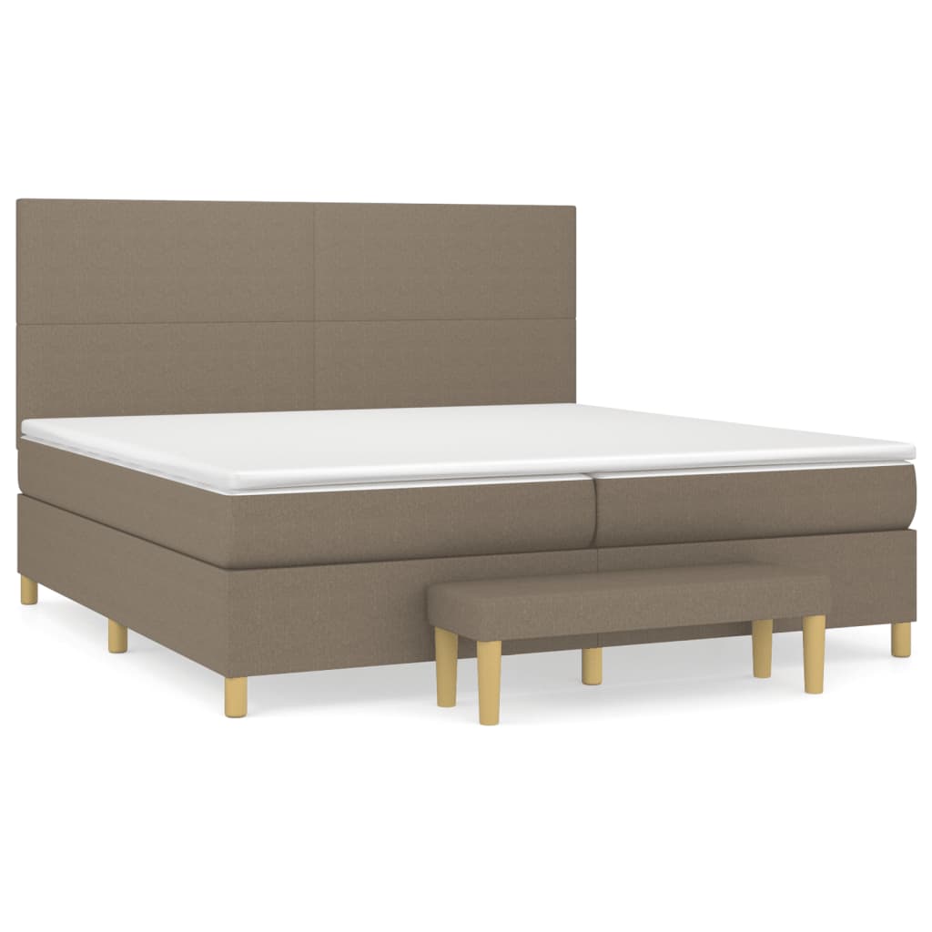 vidaXL Box spring postelja z vzmetnico taupe 200x200 cm blago