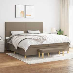 Box spring postel s matrací taupe 200x200 cm textil - obrázek 1