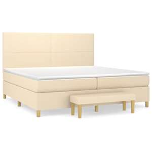 Box spring postel s matrací krémová 200x200 cm textil - obrázek 2