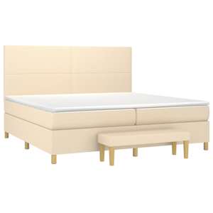 Box spring postel s matrací krémová 200x200 cm textil - obrázek 3