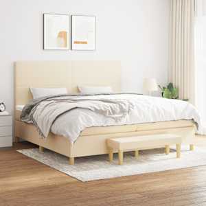 Box spring postel s matrací krémová 200x200 cm textil - obrázek 1