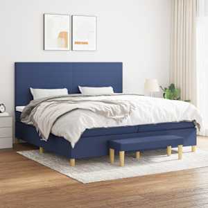 Box spring postel s matrací modrá 200x200 cm textil - obrázek 1