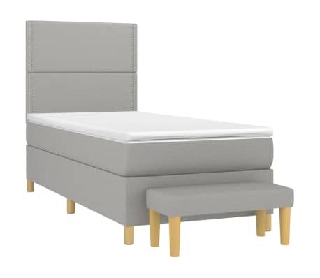 vidaXL Cama box spring con colch&oacute;n tela gris claro 80x200 cm