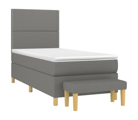 vidaXL Sommier &agrave; lattes de lit avec matelas Gris fonc&eacute; 80x200 cm Tissu