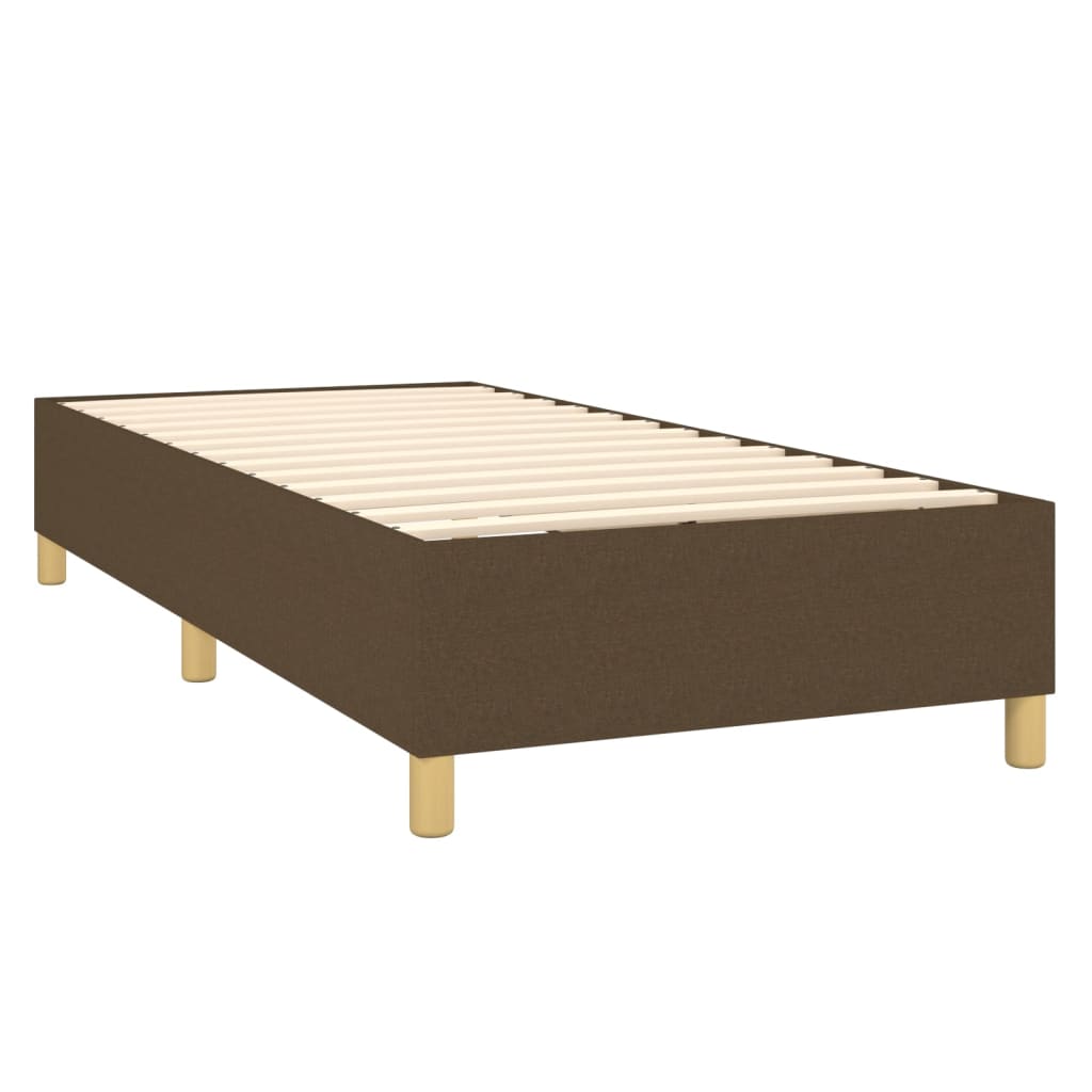 Sötétbarna szövet rugós ágy matraccal 80 x 200 cm 
