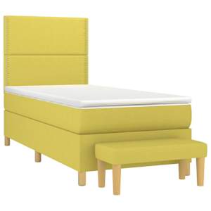 vidaXL Lova su spyruoklėmis ir čiužiniu, žalia, 80x200 cm, audinys