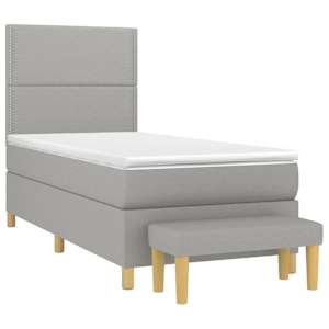 Box spring postel s matrací světle šedá 90x190 cm textil - obrázek 3