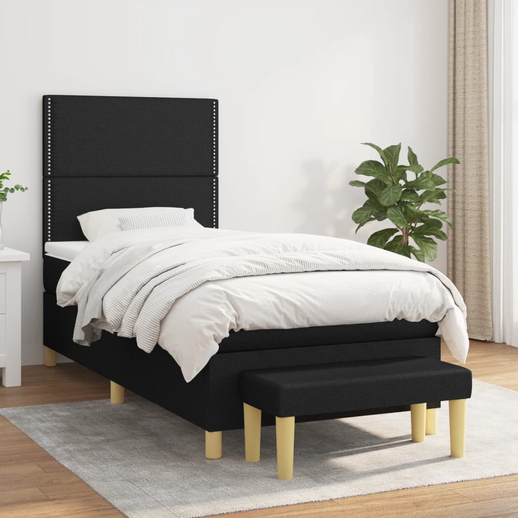 Boxspringbett mit Matratze Schwarz 90×190 cm Stoff