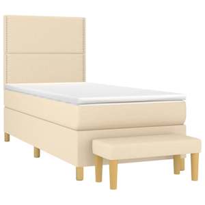 Box spring postel s matrací krémová 90x190 cm textil - obrázek 3