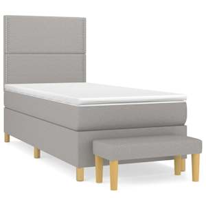 Box spring postel s matrací světle šedý 100 x 200 cm textil - obrázek 2