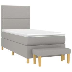 Box spring postel s matrací světle šedý 100 x 200 cm textil - obrázek 3