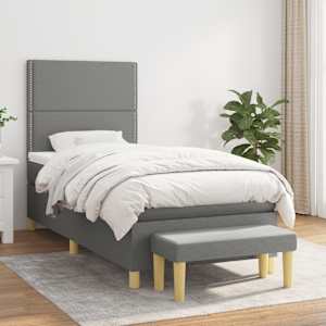 Box spring postel s matrací tmavě šedá 100 x 200 cm textil - obrázek 1