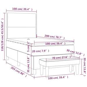 Box spring postel s matrací černá 100 x 200 cm textil - obrázek 8