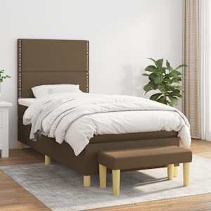 Box spring postel s matrací tmavě hnědá 100 x 200 cm textil - obrázek 1