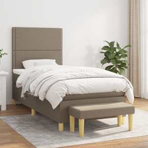 Box spring postel s matrací taupe 100 x 200 cm textil - obrázek 1