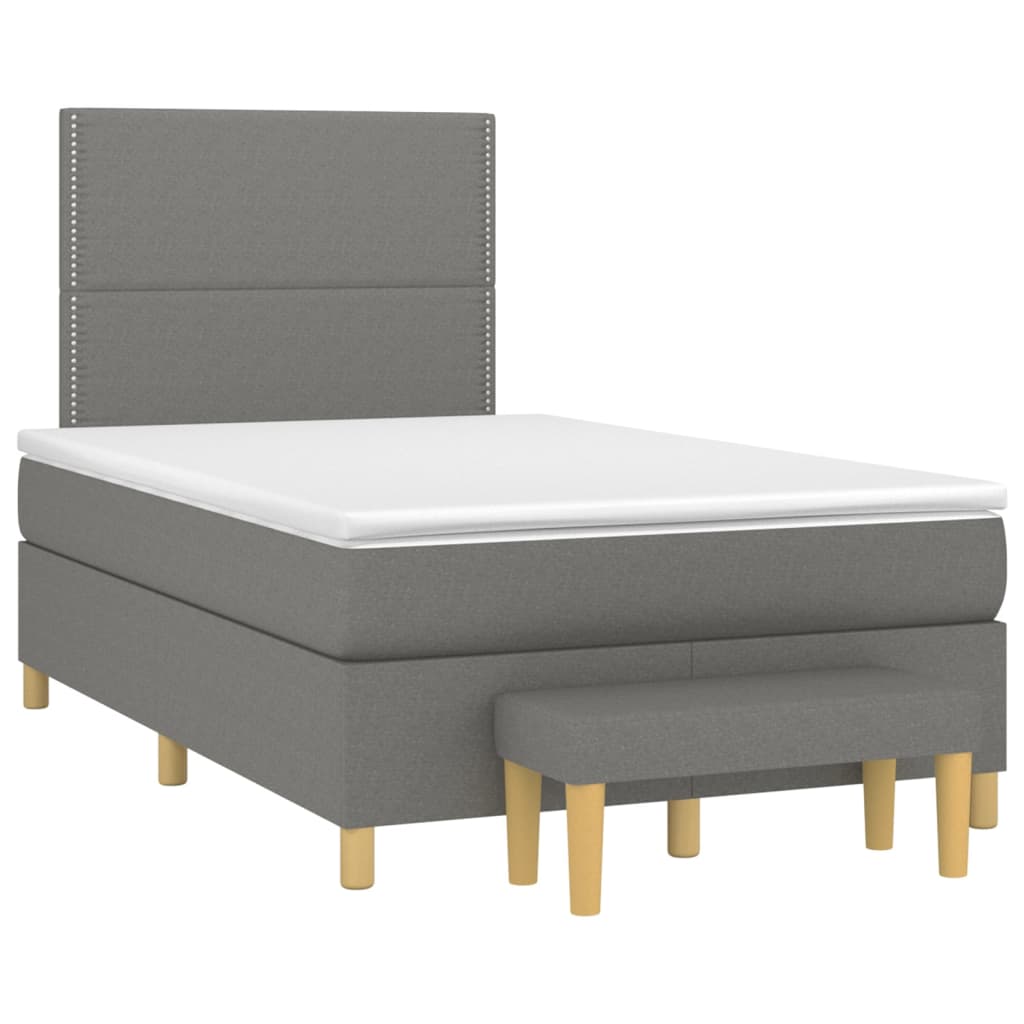 Sötétszürke szövet rugós ágy matraccal 120 x 200 cm 