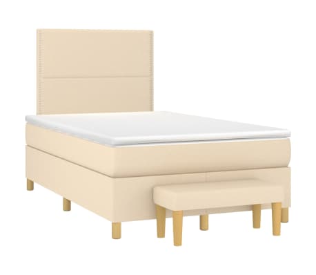 vidaXL Boxspringbett mit Matratze Creme 120x200 cm Stoff
