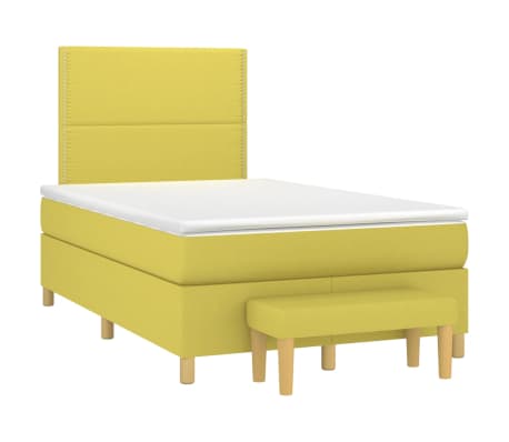 vidaXL Lova su spyruoklėmis ir čiužiniu, žalia, 120x200 cm, audinys