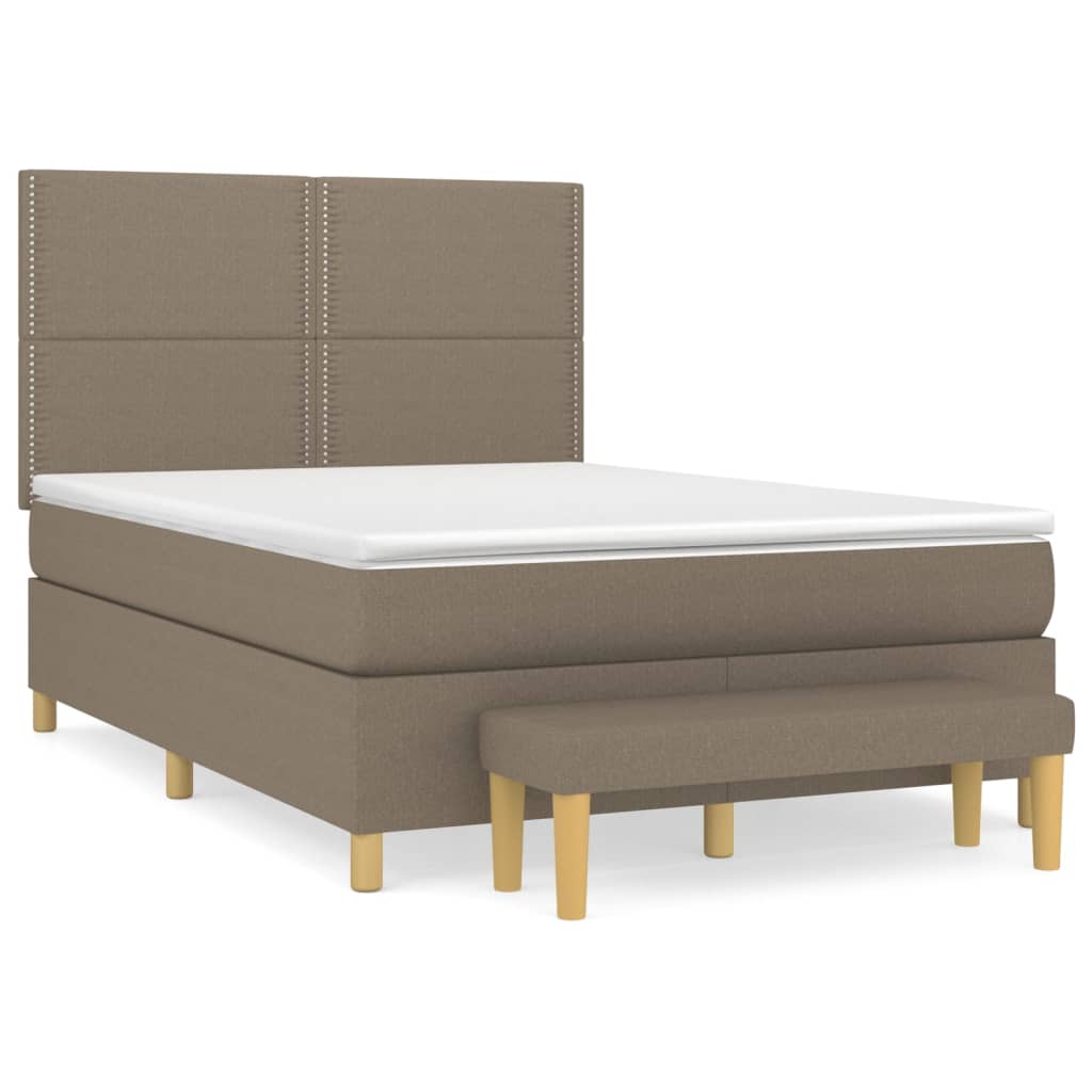 vidaXL Box spring postelja z vzmetnico taupe 140x190 cm blago