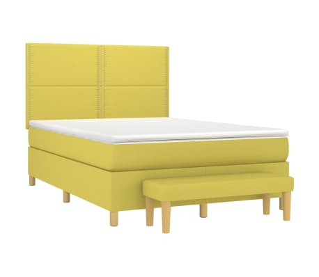 vidaXL Lova su spyruoklėmis ir čiužiniu, žalia, 140x190 cm, audinys