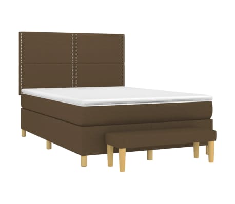 vidaXL Κρεβάτι Boxspring με Στρώμα Σκούρο Καφέ 140x200 εκ Υφασμάτινο