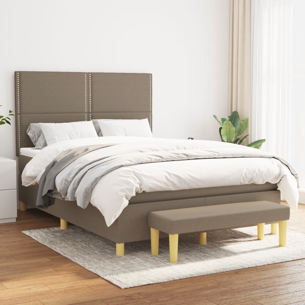 Boxspringbett mit Matratze Taupe 140×200 cm Stoff