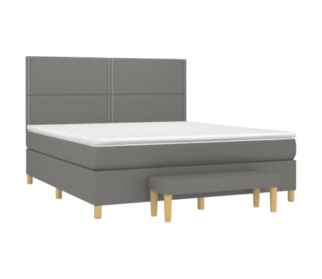vidaXL Sommier &agrave; lattes de lit avec matelas Gris fonc&eacute; 160x200cm Tissu