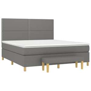 vidaXL Sommier &agrave; lattes de lit avec matelas Gris fonc&eacute; 160x200cm Tissu
