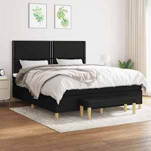 Box spring postel s matrací černá 160x200 cm textil - obrázek 1