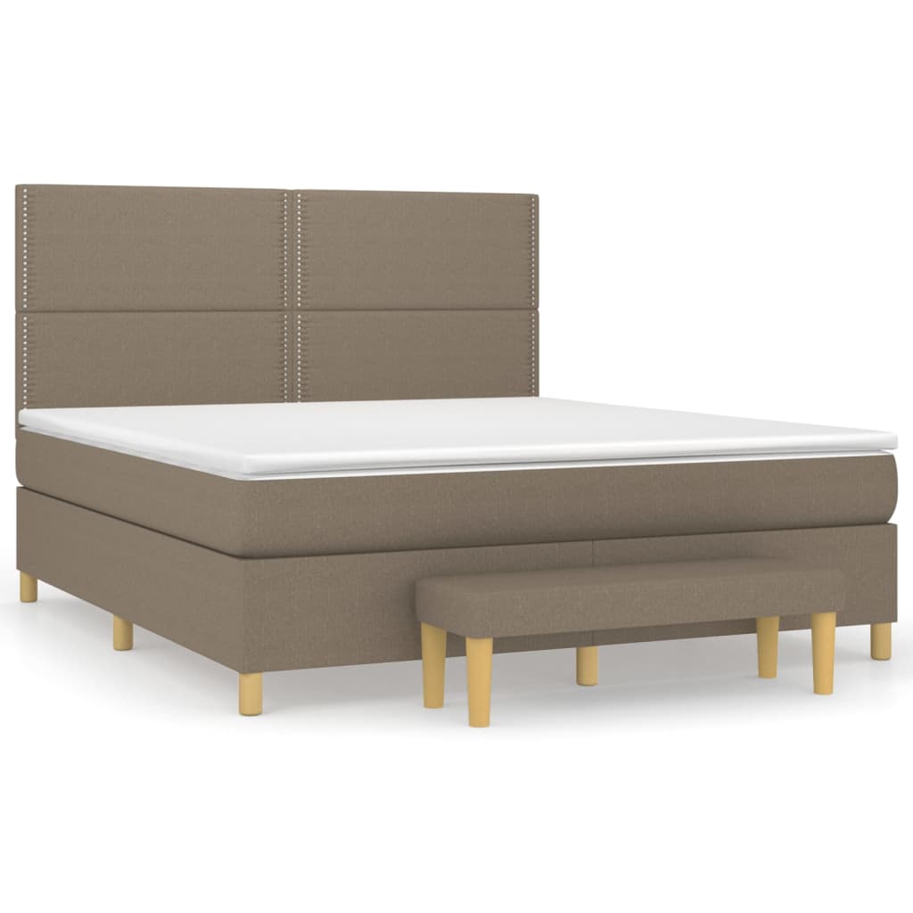 vidaXL Box spring postelja z vzmetnico taupe 160x200 cm blago