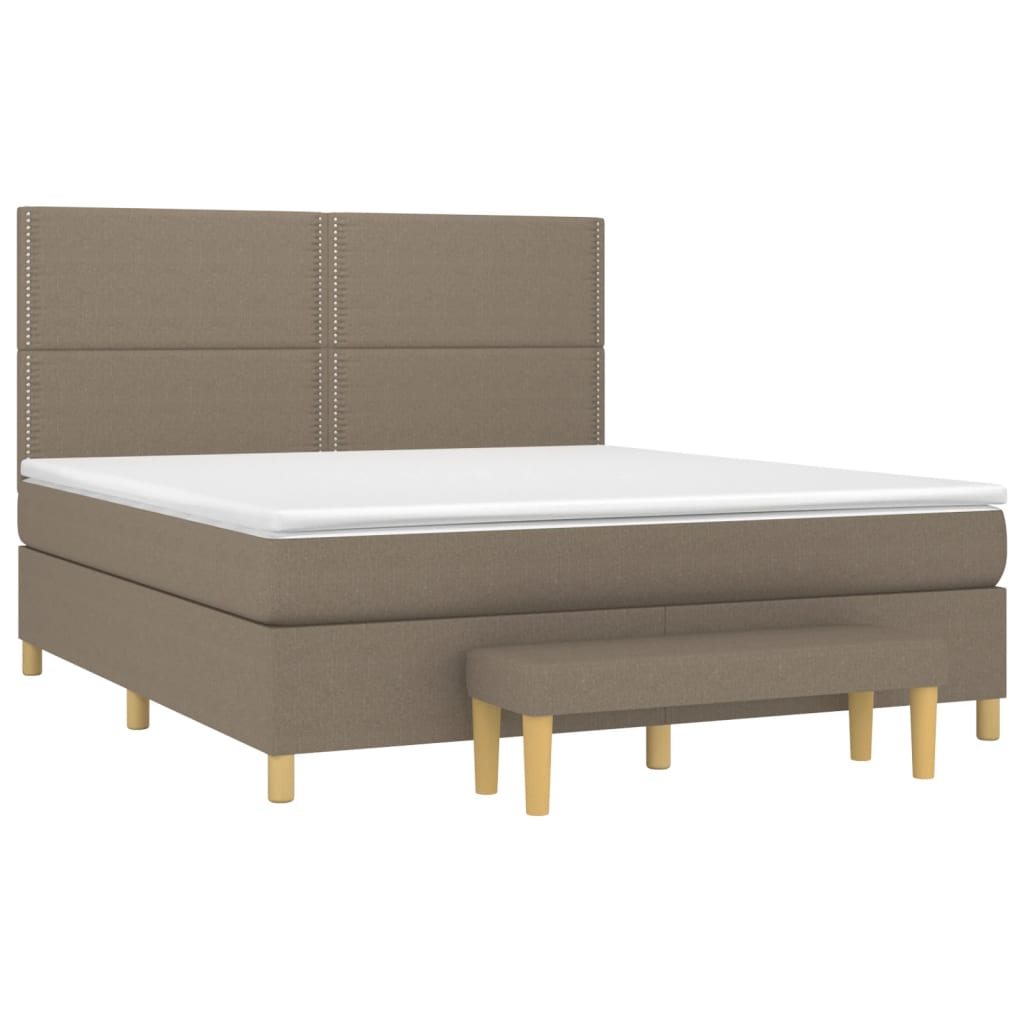 vidaXL Boxspring met matras stof taupe 160x200 cm afbeelding